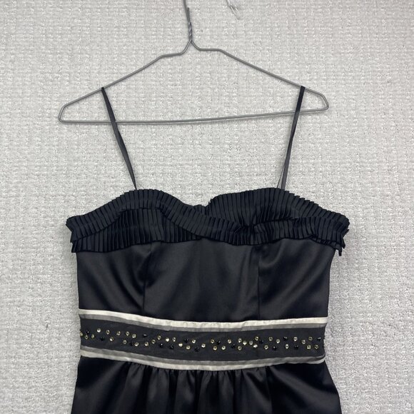Max & Cleo Evening  Cocktail Dress Mini Strapless Party Sz 4 Black Rhinestone - Picture 2 of 13